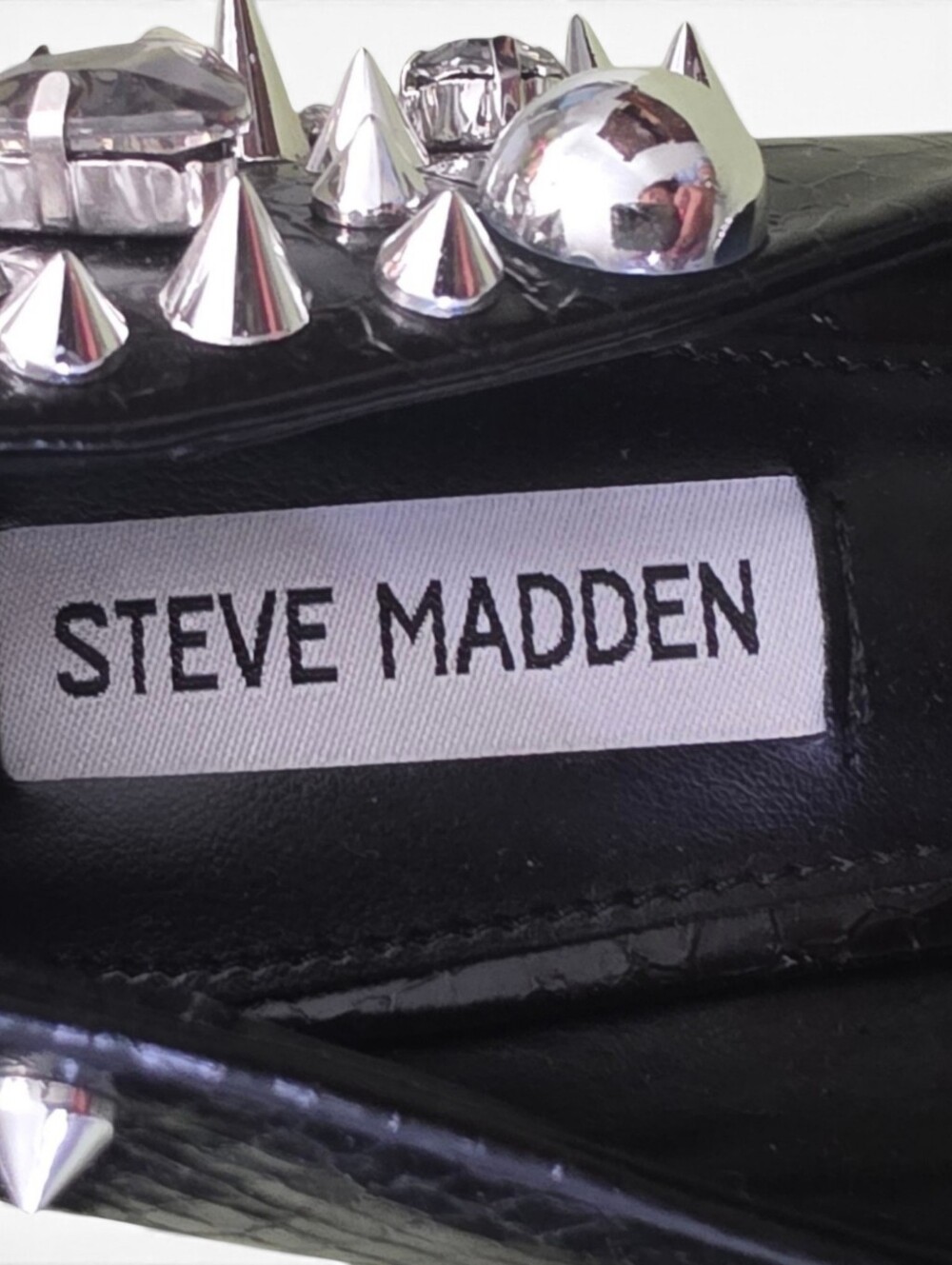 NEW Seve Madden Black Veronicka Silver Studded Pointed Toe Pump 7.5 - Picture 9 of 10